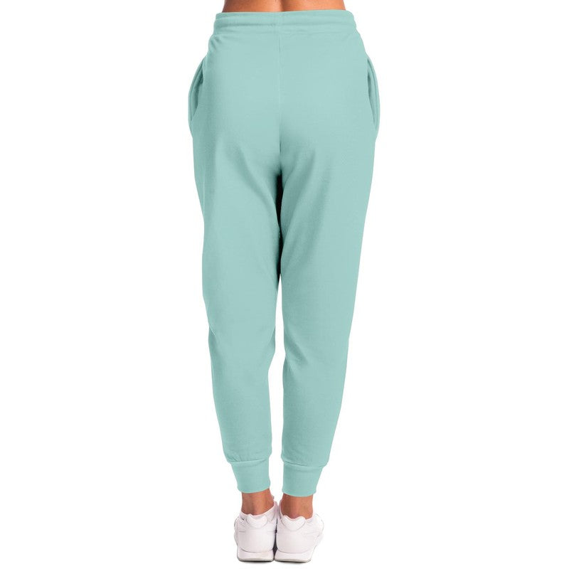 Pale Pastel Blue Cool Green Joggers C30M0Y15K0 - Woman Back