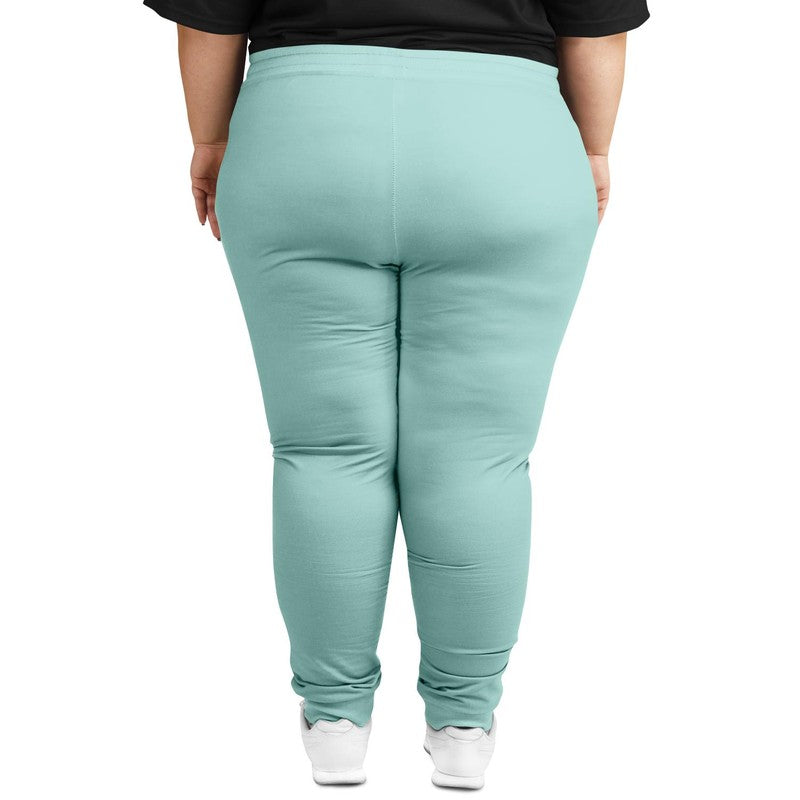 Pale Pastel Blue Cool Green Joggers PLUS C30M0Y15K0 - Woman Back 2