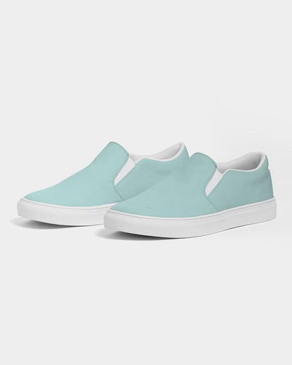 Pale Pastel Blue Cool Green Men's Slip-On Canvas Sneakers C30M0Y15K0 - Side 3