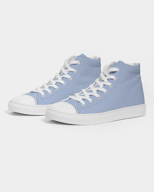 Pale Pastel Blue High-Top Canvas Sneakers C30M15Y0K0 - Side 3