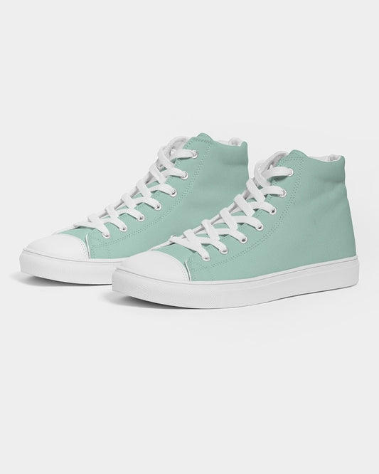 Pale Pastel Cool Green High-Top Canvas Sneakers C30M0Y22K0 - Side 3