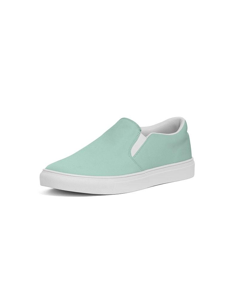 Pale Pastel Cool Green Men's Slip-On Canvas Sneakers C30M0Y22K0 - Side 2