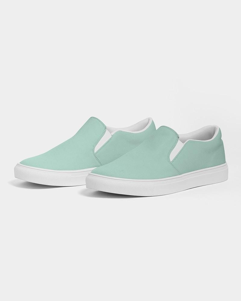 Pale Pastel Cool Green Men's Slip-On Canvas Sneakers C30M0Y22K0 - Side 3