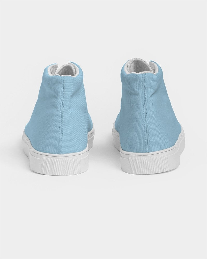 Pale Pastel Cyan High-Top Canvas Sneakers C30M0Y0K0 - Back