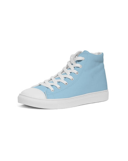 Pale Pastel Cyan High-Top Canvas Sneakers C30M0Y0K0 - Side 2