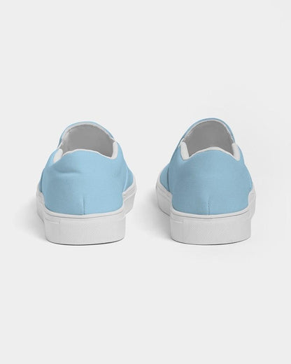 Pale Pastel Cyan Men's Slip-On Canvas Sneakers C30M0Y0K0 - Back