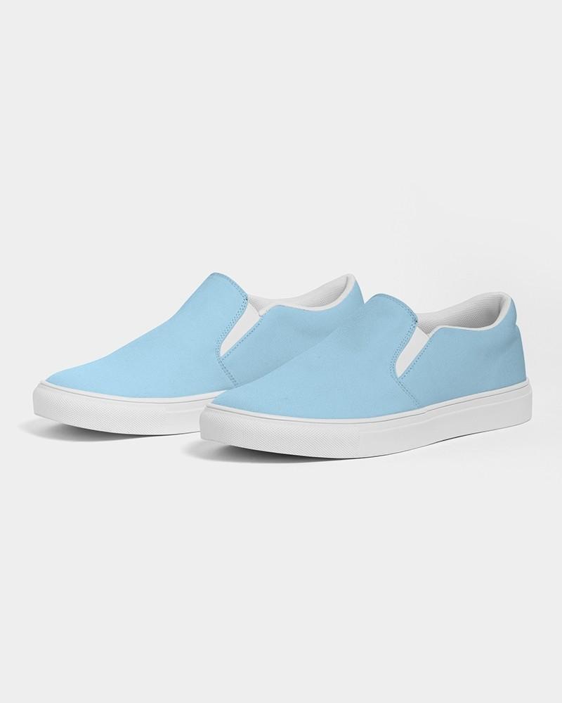 Pale Pastel Cyan Men's Slip-On Canvas Sneakers C30M0Y0K0 - Side 3