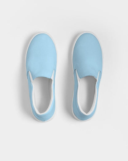 Pale Pastel Cyan Men's Slip-On Canvas Sneakers C30M0Y0K0 - Top