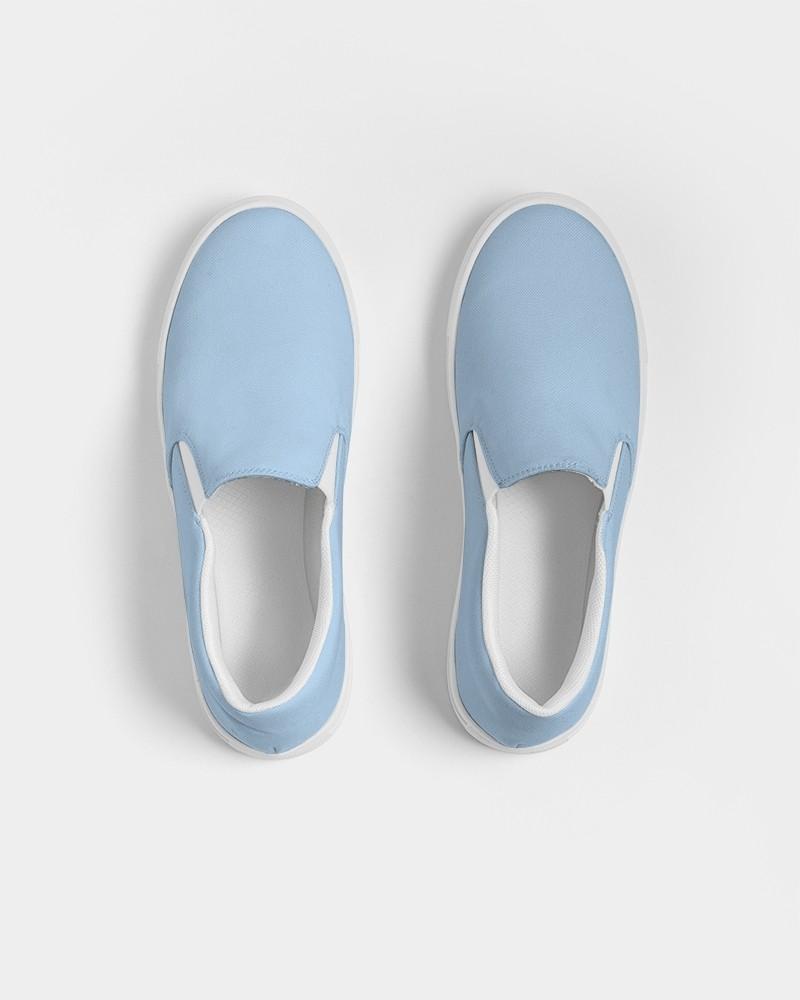 Pale Pastel Cyan Men's Slip-On Canvas Sneakers C30M8Y0K0 - Top