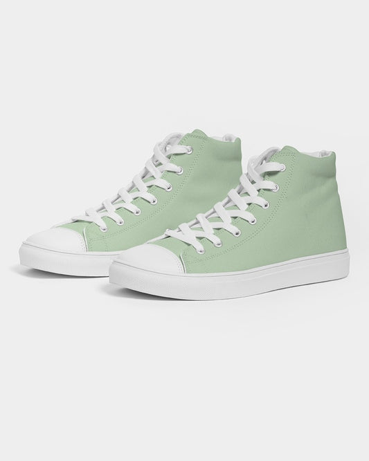 Pale Pastel Green High-Top Canvas Sneakers C22M0Y30K0 - Side 3