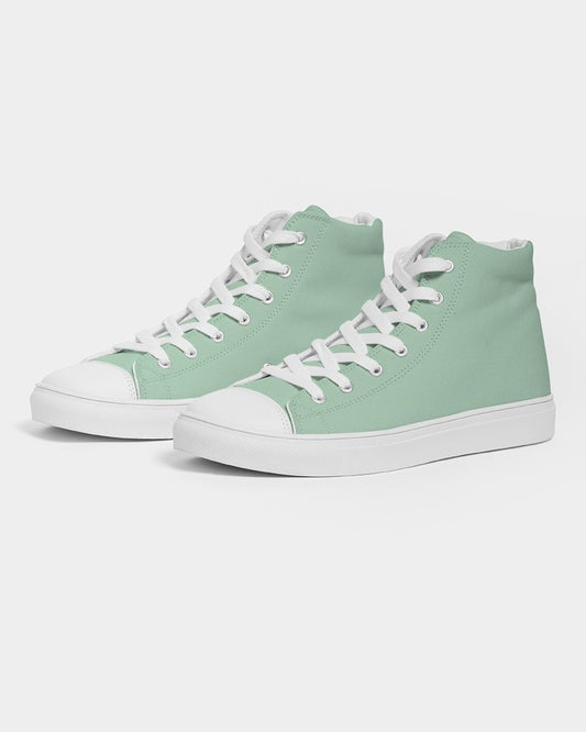 Pale Pastel Green High-Top Canvas Sneakers C30M0Y30K0 - Side 3