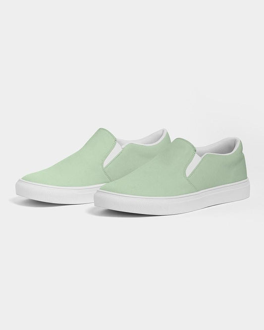 Pale Pastel Green Men's Slip-On Canvas Sneakers C22M0Y30K0 - Side 3