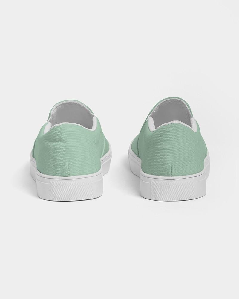 Pale Pastel Green Men's Slip-On Canvas Sneakers C30M0Y30K0 - Back