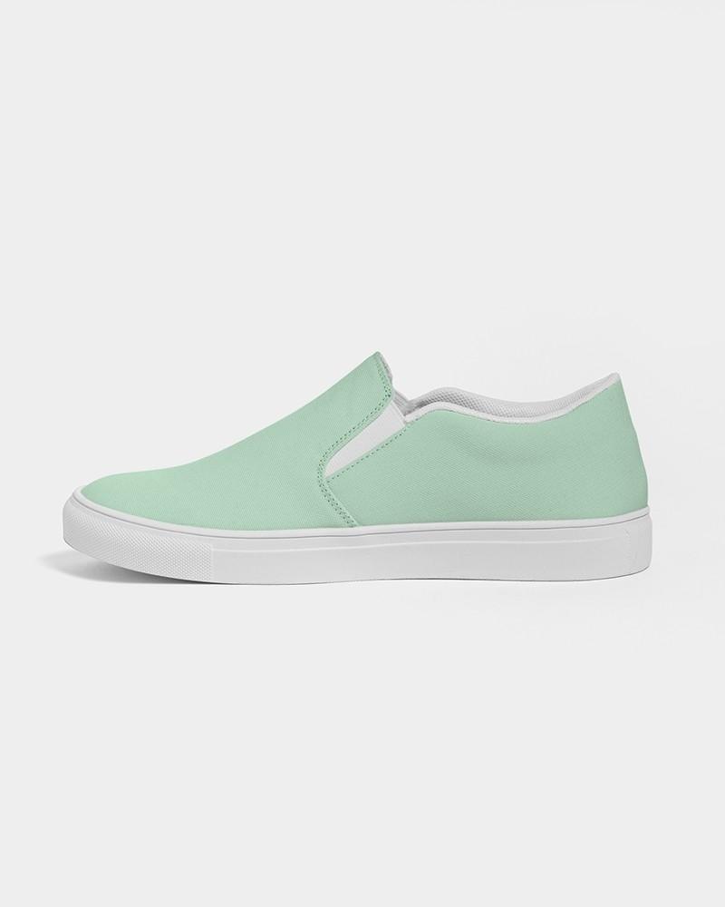 Pale Pastel Green Men's Slip-On Canvas Sneakers C30M0Y30K0 - Side 1