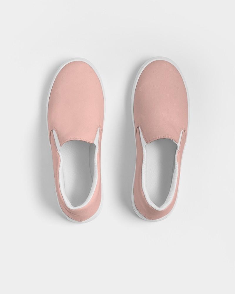 Pale Pastel Pink Red Women's Slip-On Canvas Sneakers C0M30Y22K0 - Top