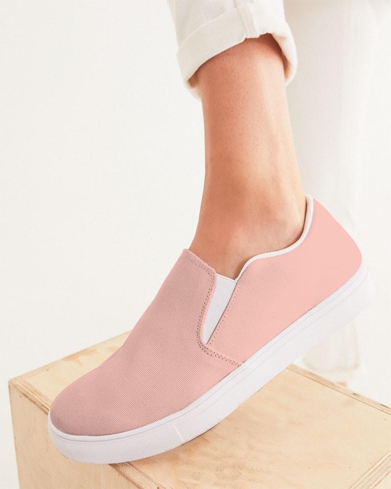 Pale Pastel Pink Red Women's Slip-On Canvas Sneakers C0M30Y22K0 - Woman CloseUp