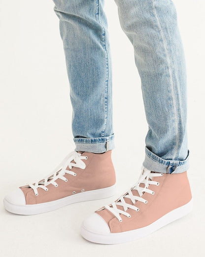 Pale Pastel Red High-Top Canvas Sneakers C0M30Y30K0 - Man CloseUp