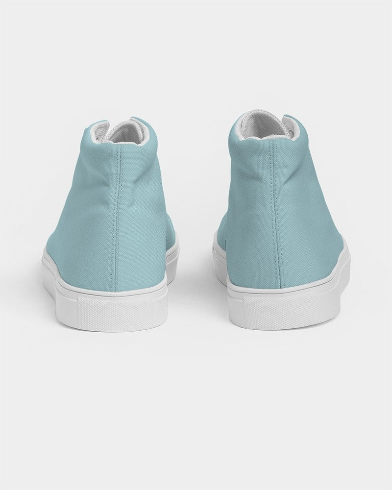 Pale Pastel Warm Cyan High-Top Canvas Sneakers C30M0Y8K0 - Back