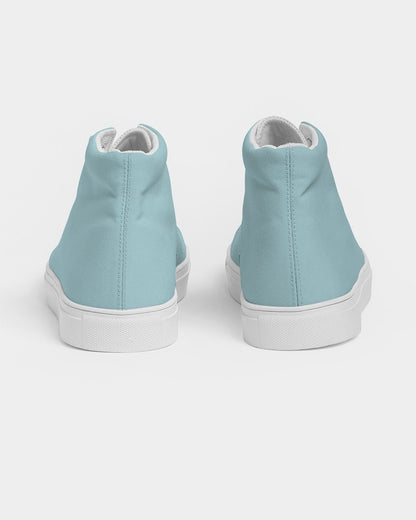 Pale Pastel Warm Cyan High-Top Canvas Sneakers C30M0Y8K0 - Back