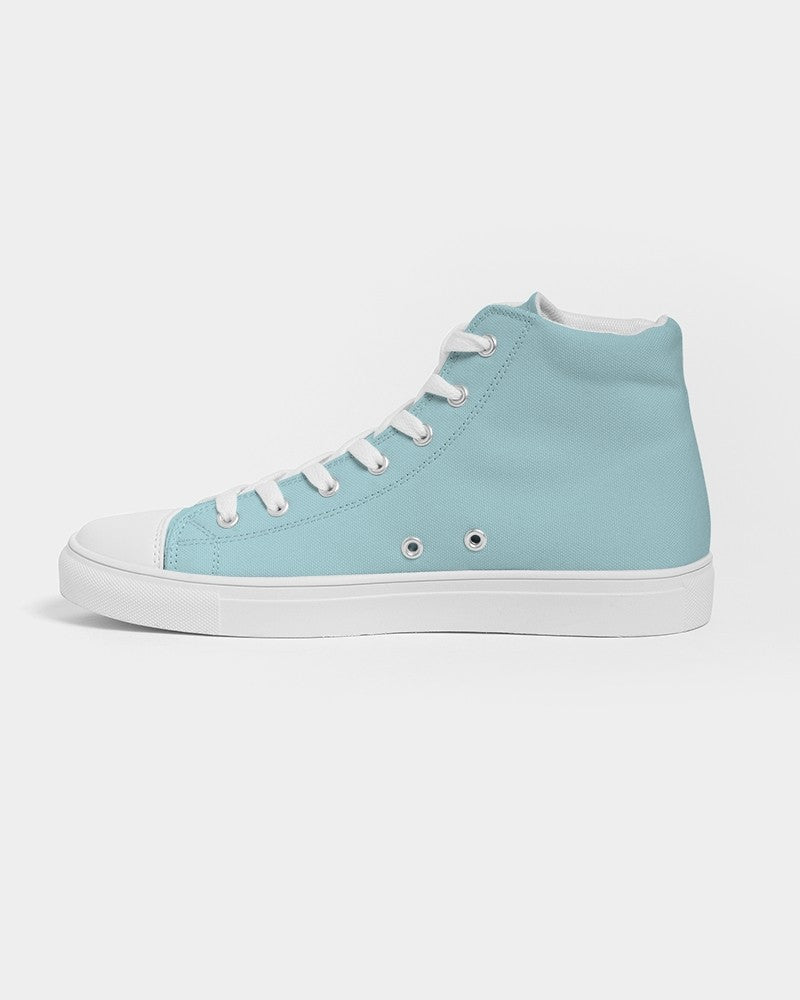 Pale Pastel Warm Cyan High-Top Canvas Sneakers C30M0Y8K0 - Side 1