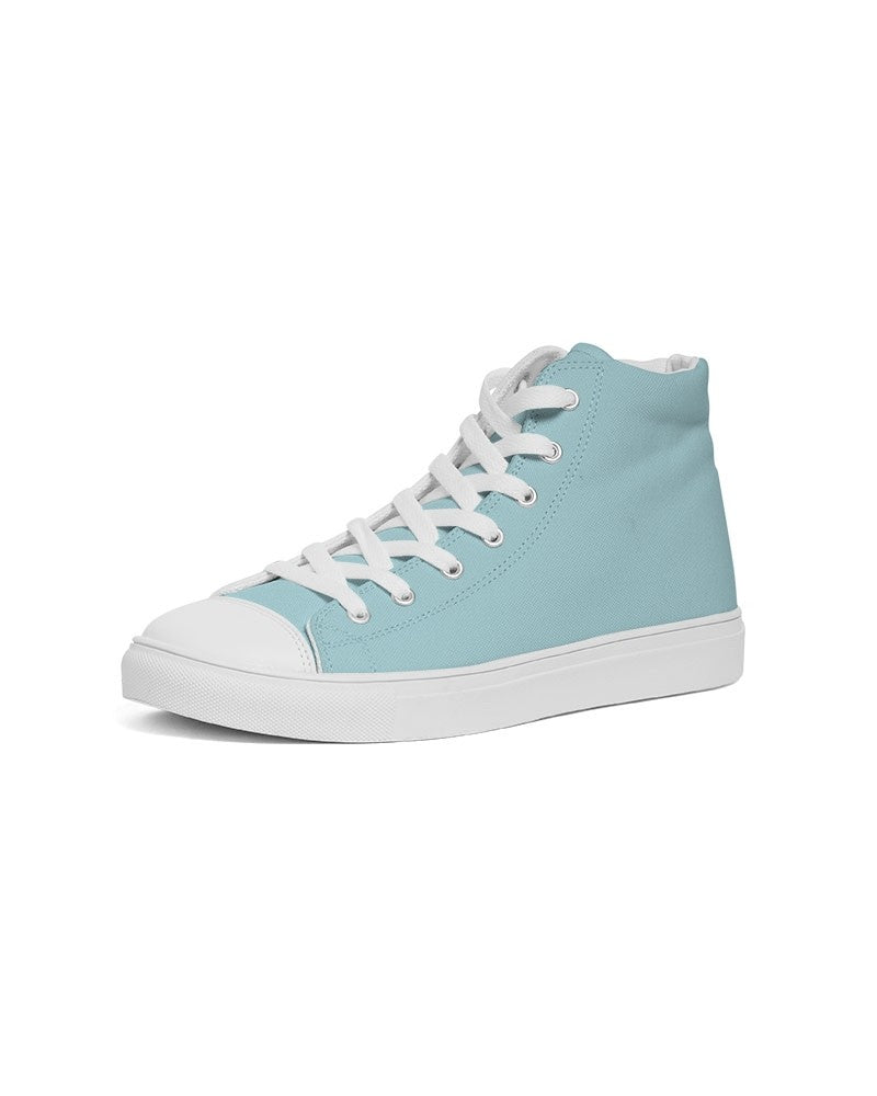 Pale Pastel Warm Cyan High-Top Canvas Sneakers C30M0Y8K0 - Side 2