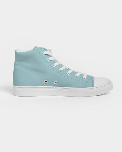 Pale Pastel Warm Cyan High-Top Canvas Sneakers C30M0Y8K0 - Side 4