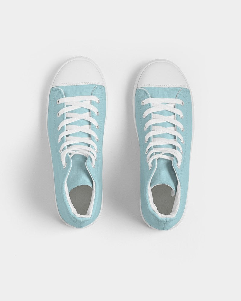 Pale Pastel Warm Cyan High-Top Canvas Sneakers C30M0Y8K0 - Top