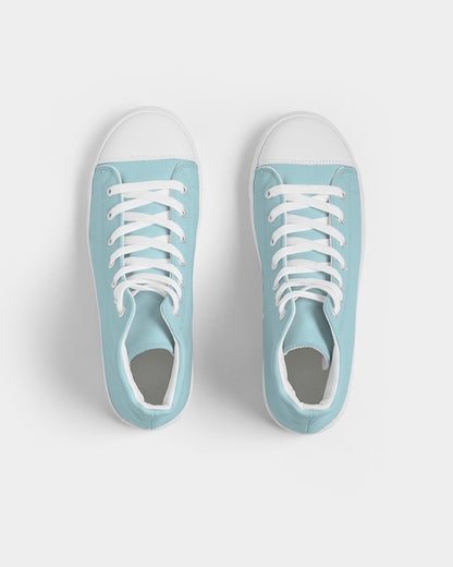 Pale Pastel Warm Cyan High-Top Canvas Sneakers C30M0Y8K0 - Top