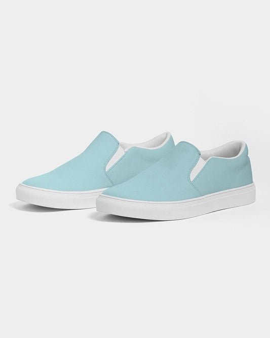 Pale Pastel Warm Cyan Men's Slip-On Canvas Sneakers C30M0Y8K0 - Side 3