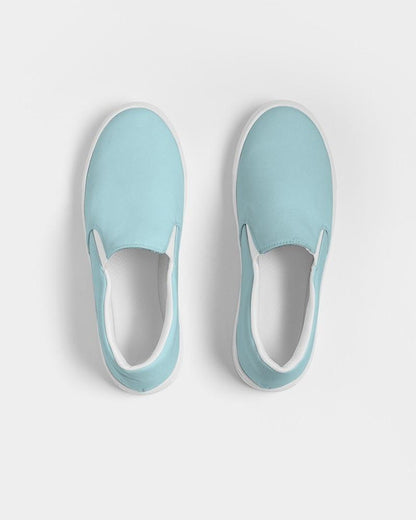 Pale Pastel Warm Cyan Men's Slip-On Canvas Sneakers C30M0Y8K0 - Top