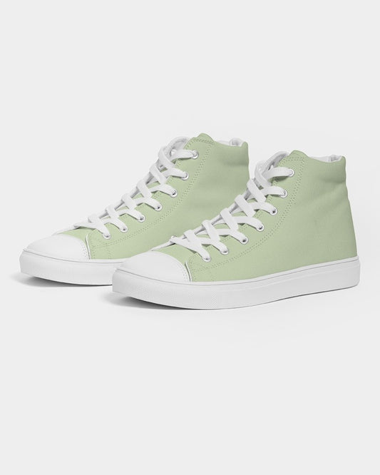 Pale Pastel Warm Green High-Top Canvas Sneakers C15M0Y30K0 - Side 3