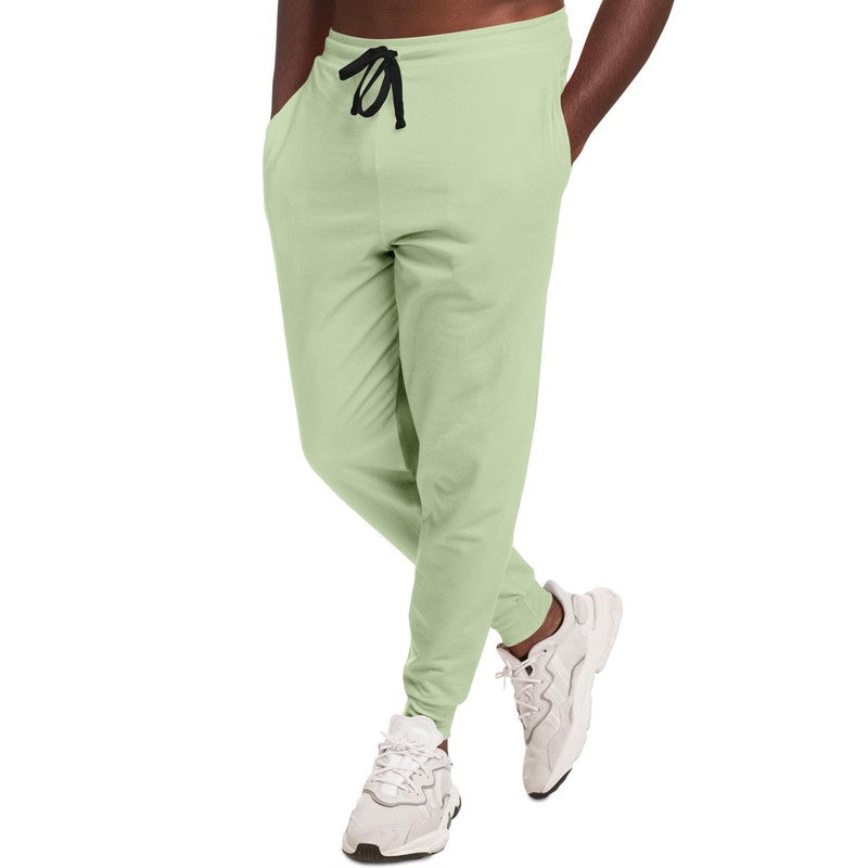 Pale Pastel Warm Green Joggers C15M0Y30K0 - Man Side