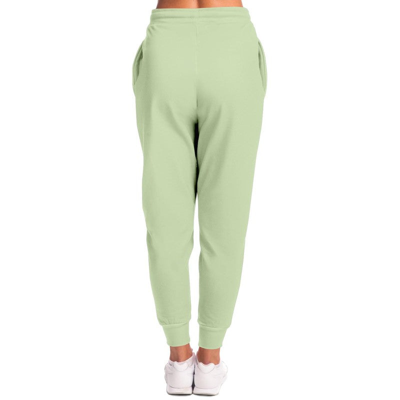 Pale Pastel Warm Green Joggers C15M0Y30K0 - Woman Back