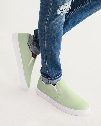 Pale Pastel Warm Green Men's Slip-On Canvas Sneakers C15M0Y30K0 - Man CloseUp