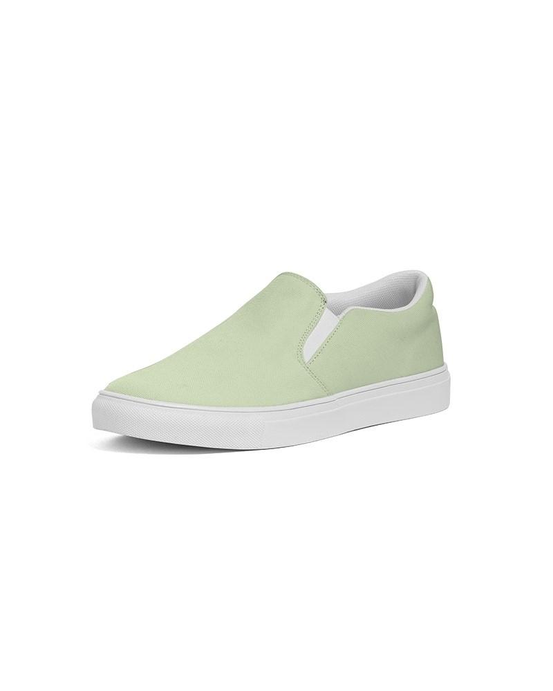 Pale Pastel Warm Green Men's Slip-On Canvas Sneakers C15M0Y30K0 - Side 2