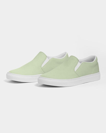 Pale Pastel Warm Green Men's Slip-On Canvas Sneakers C15M0Y30K0 - Side 3