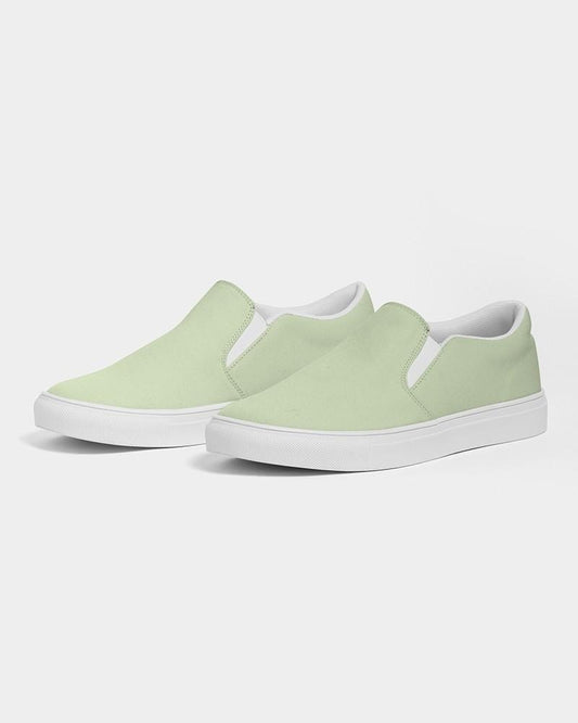 Pale Pastel Warm Green Men's Slip-On Canvas Sneakers C15M0Y30K0 - Side 3