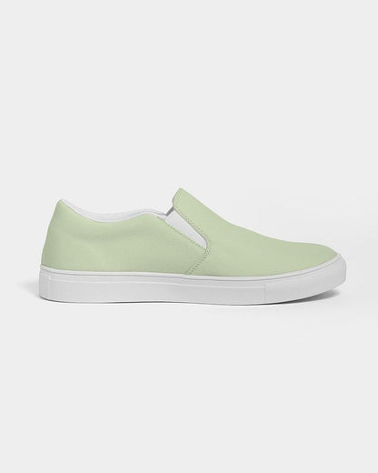 Pale Pastel Warm Green Men's Slip-On Canvas Sneakers C15M0Y30K0 - Side 4