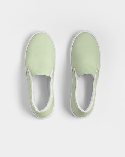 Pale Pastel Warm Green Men's Slip-On Canvas Sneakers C15M0Y30K0 - Top