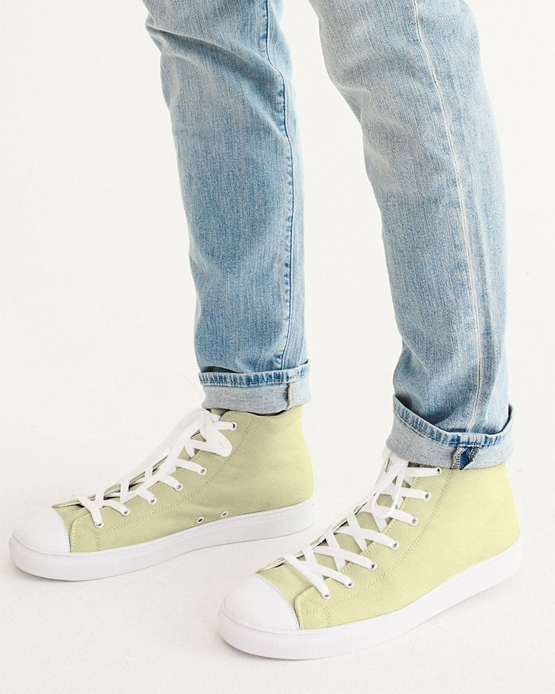 Pale Pastel Yellow High-Top Canvas Sneakers C0M0Y30K0 - Man CloseUp