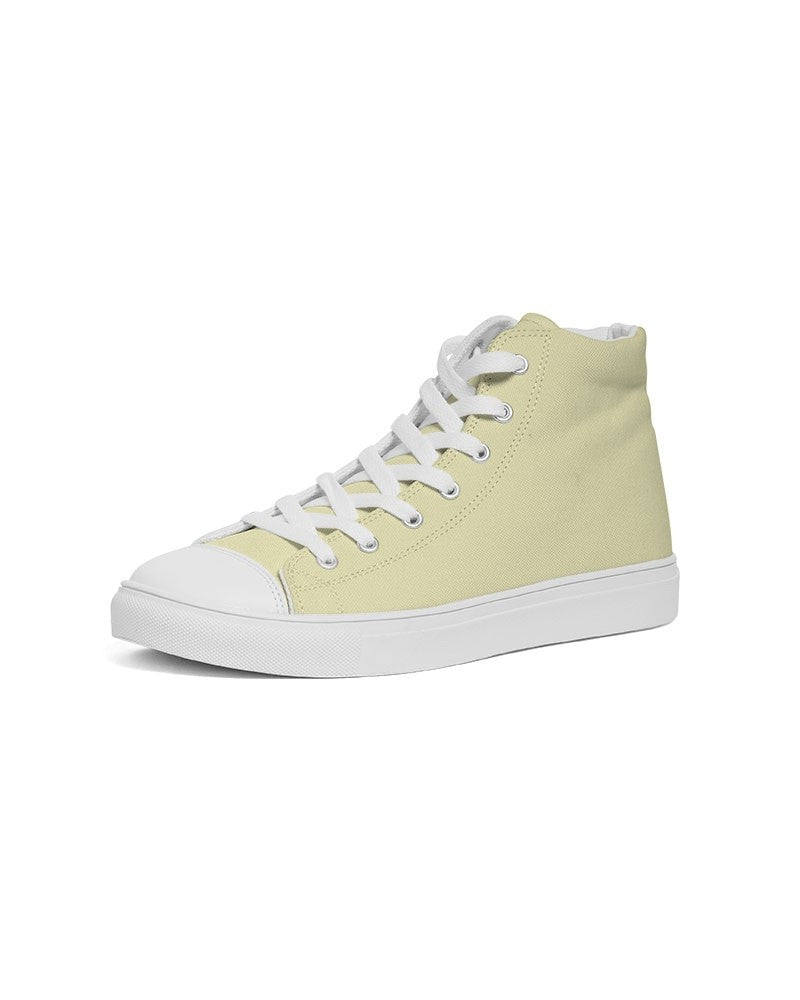 Pale Pastel Yellow High-Top Canvas Sneakers C0M0Y30K0 - Side 2