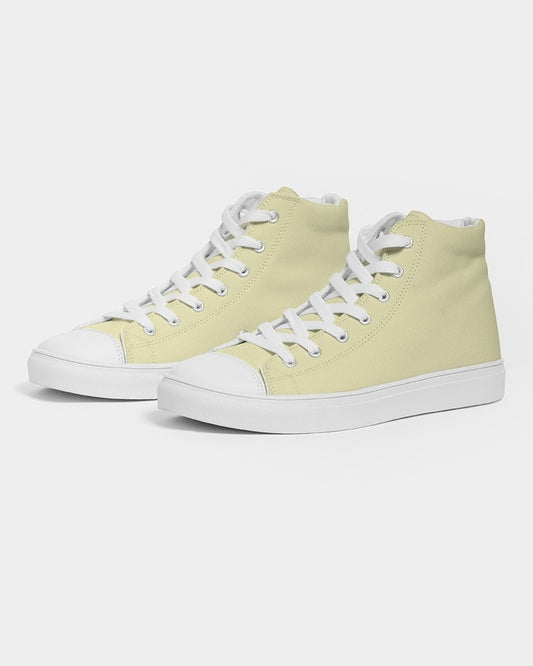 Pale Pastel Yellow High-Top Canvas Sneakers C0M0Y30K0 - Side 3