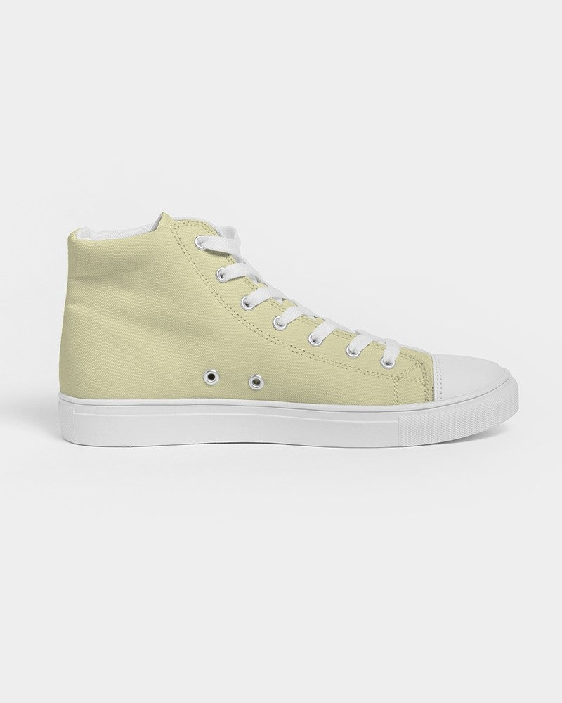 Pale Pastel Yellow High-Top Canvas Sneakers C0M0Y30K0 - Side 4