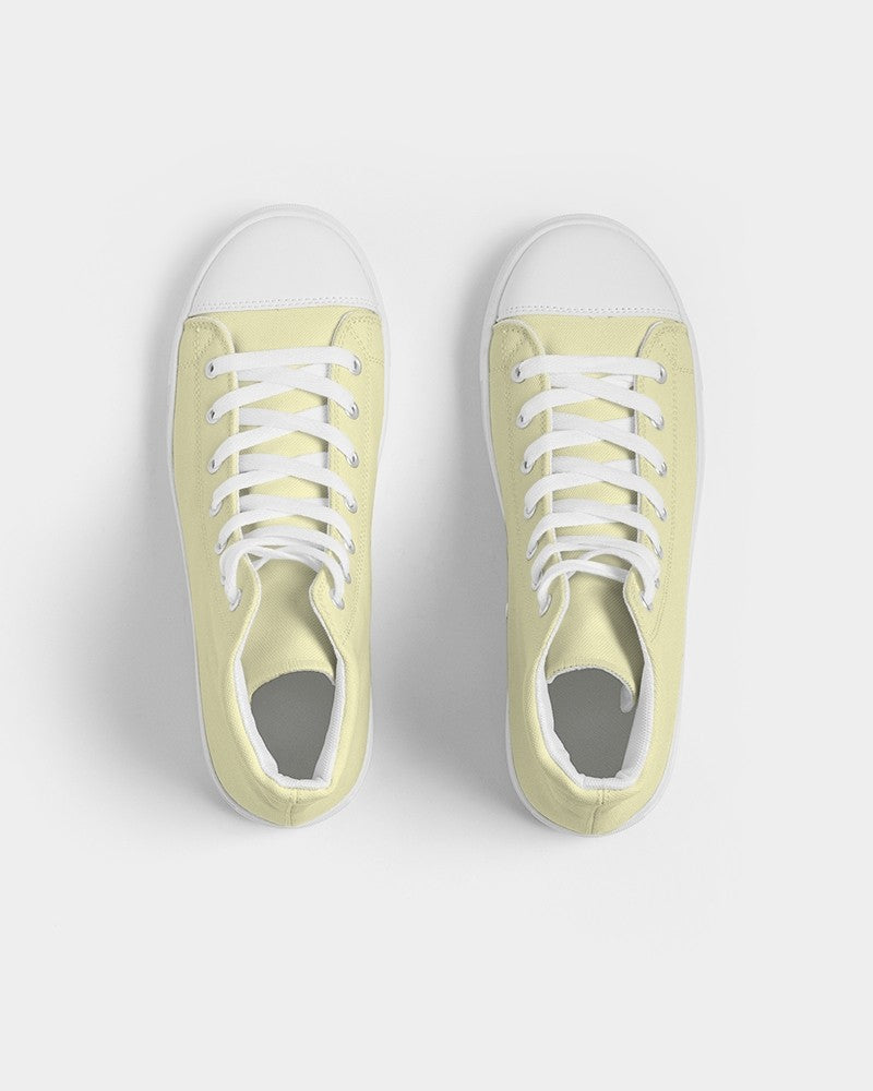 Pale Pastel Yellow High-Top Canvas Sneakers C0M0Y30K0 - Top