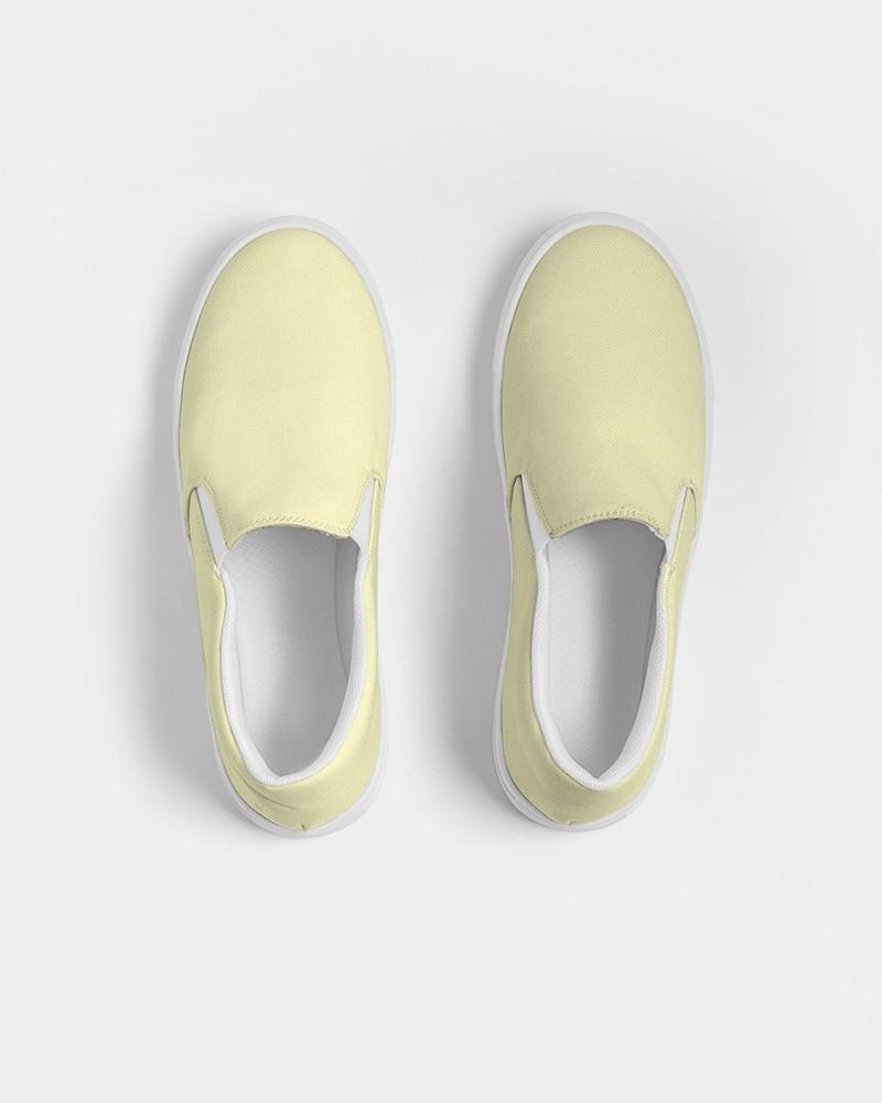 Pale Pastel Yellow Men's Slip-On Canvas Sneakers C0M0Y30K0 - Top