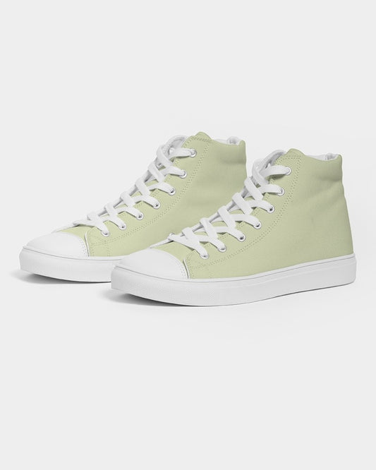 Pale Pastel Yellow Warm Green High-Top Canvas Sneakers C8M0Y30K0 - Side 3