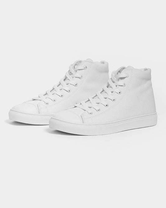 Pale White High-Top Canvas Sneakers C0M0Y0K0 - Side 3