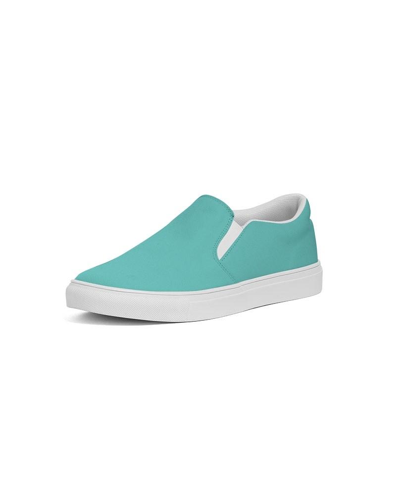 Pastel Blue Cool Green Men's Slip-On Canvas Sneakers C60M0Y30K0 - Side 2