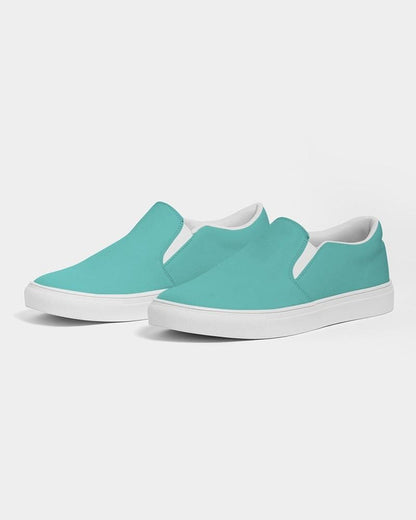 Pastel Blue Cool Green Men's Slip-On Canvas Sneakers C60M0Y30K0 - Side 3