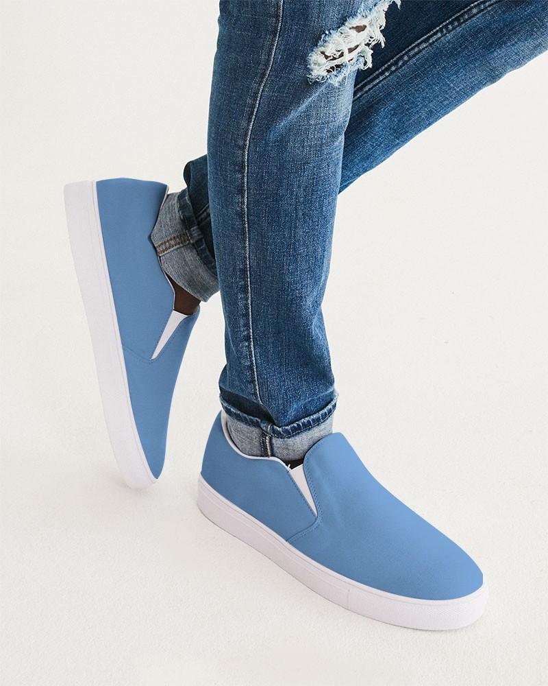 Pastel Blue Men's Slip-On Canvas Sneakers C60M30Y0K0 - Man CloseUp